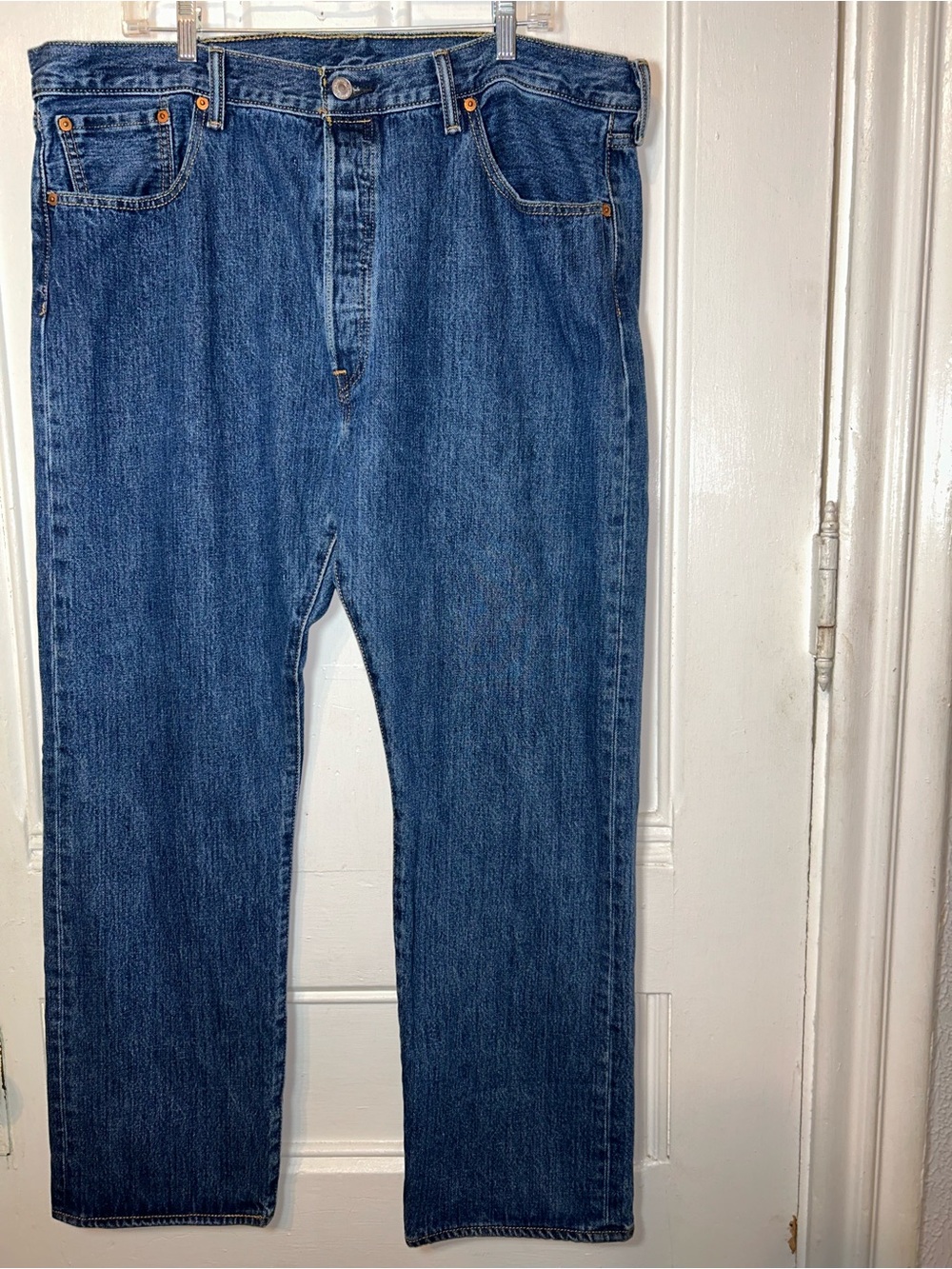 Levi’s 501 Button Fly Mid Wash Straight Denim Blue Jeans